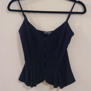 RARE Vintage EUC Black BETSEY JOHNSON Cropped Peplum Camisole (P = XS or XXS)